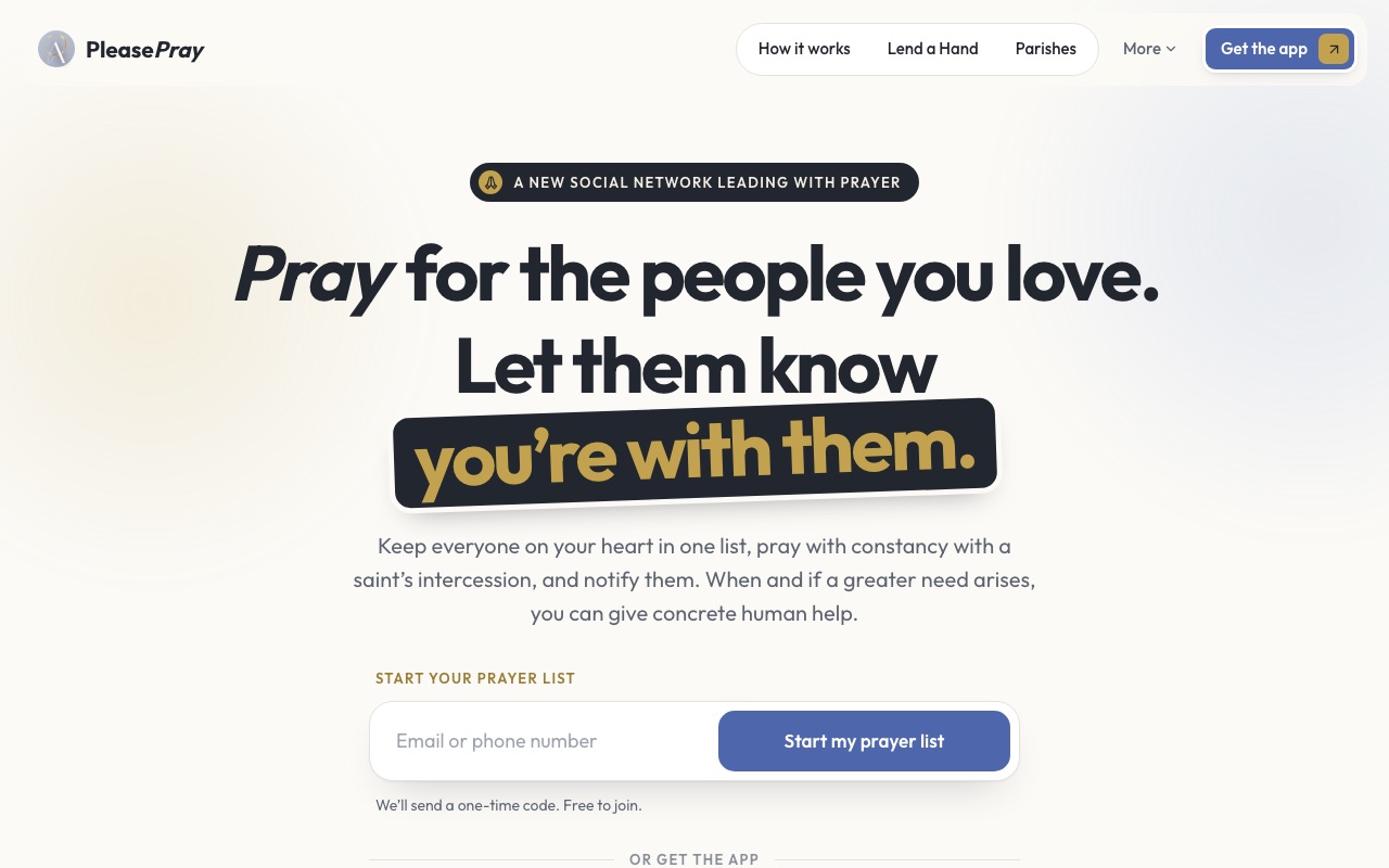 PleasePray home page: Pray for the people you love